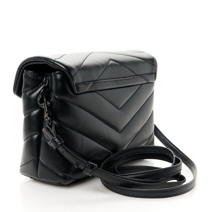Saint Laurent Calfskin Y Quilted Monogram Monochrome Toy Loulou Crossbody Bag Black 3 of 11