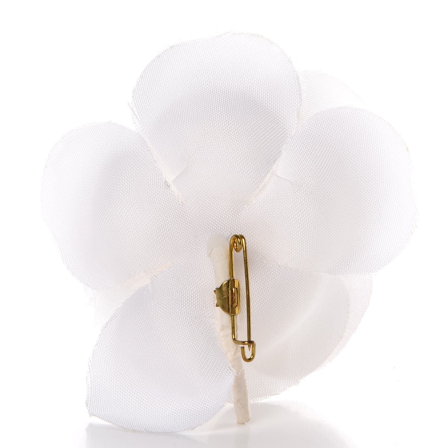 Silk Taffeta Camellia Brooch Pin White
