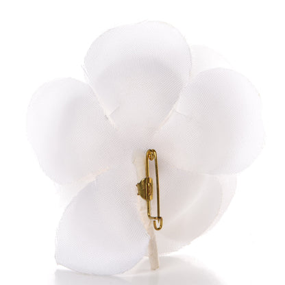 Chanel Silk Taffeta Camellia Brooch Pin White 3 of 3