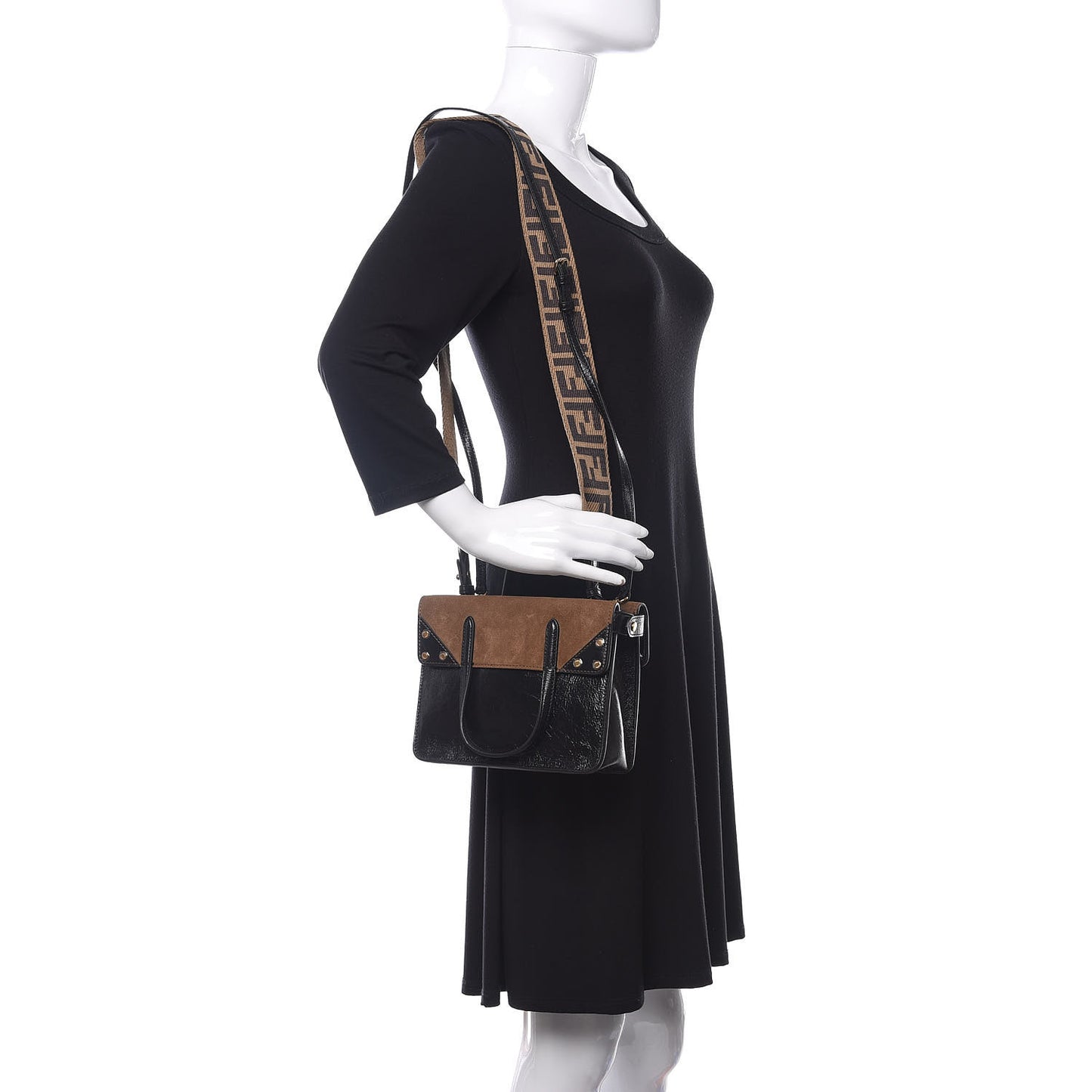Agnello Old Shine Vitello Go Rain Small Flip Tote Black Marrone
