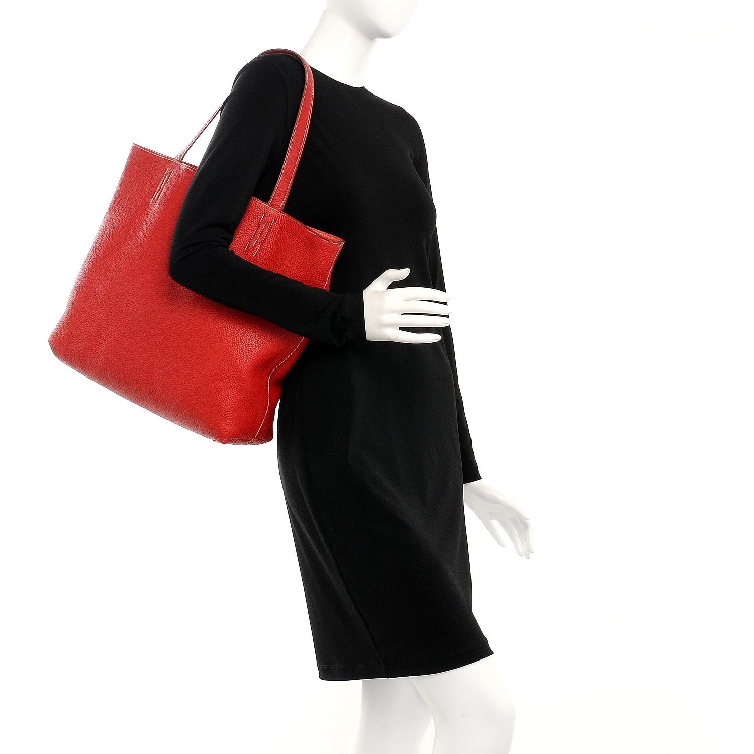Hermes Taurillon Clemence Double Sens 36 Reversible Tote Peony Sanguine 2 of 17