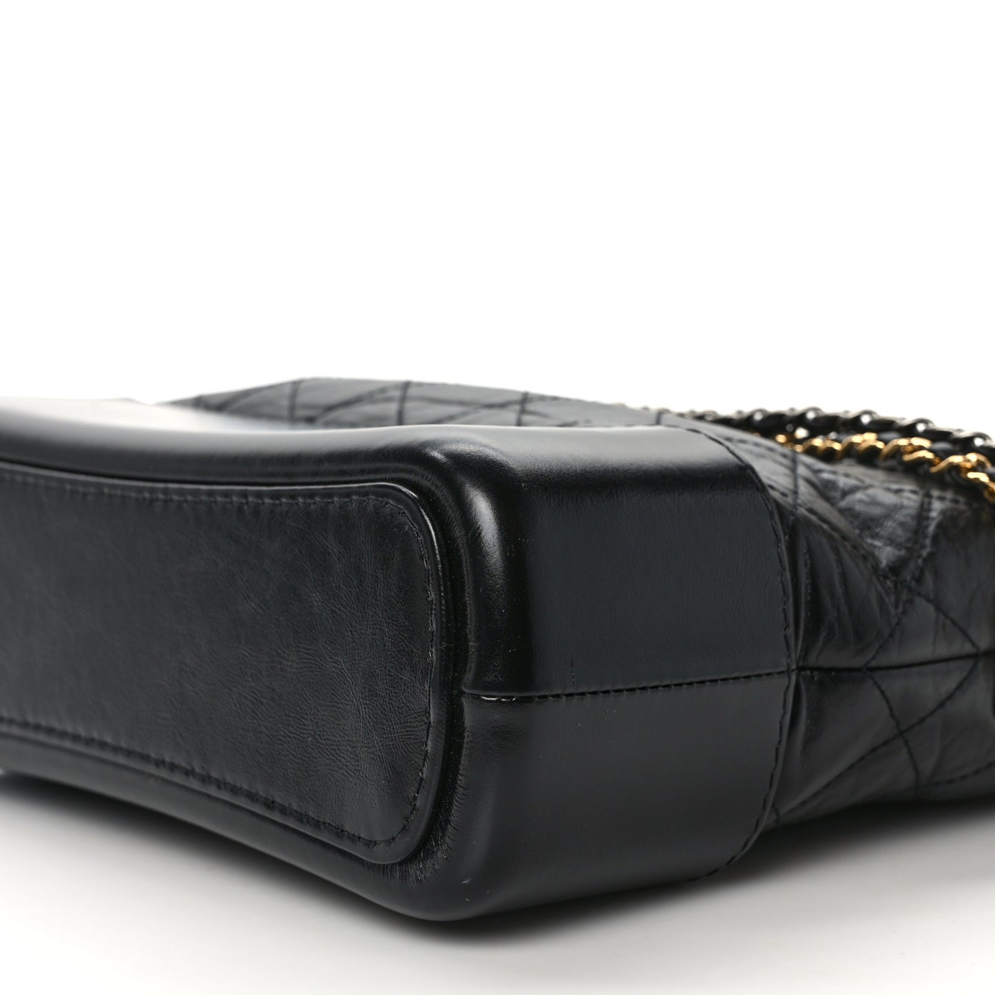 Aged Calfskin Quilted Medium Gabrielle Logo Hobo Black