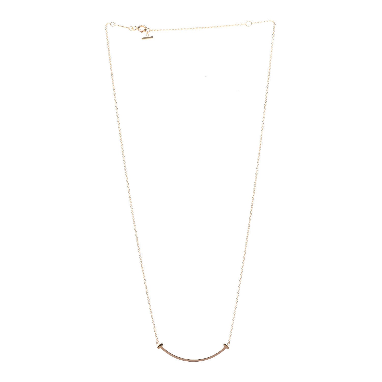Tiffany 18K Rose Gold Small T Smile Pendant Necklace 3 of 6