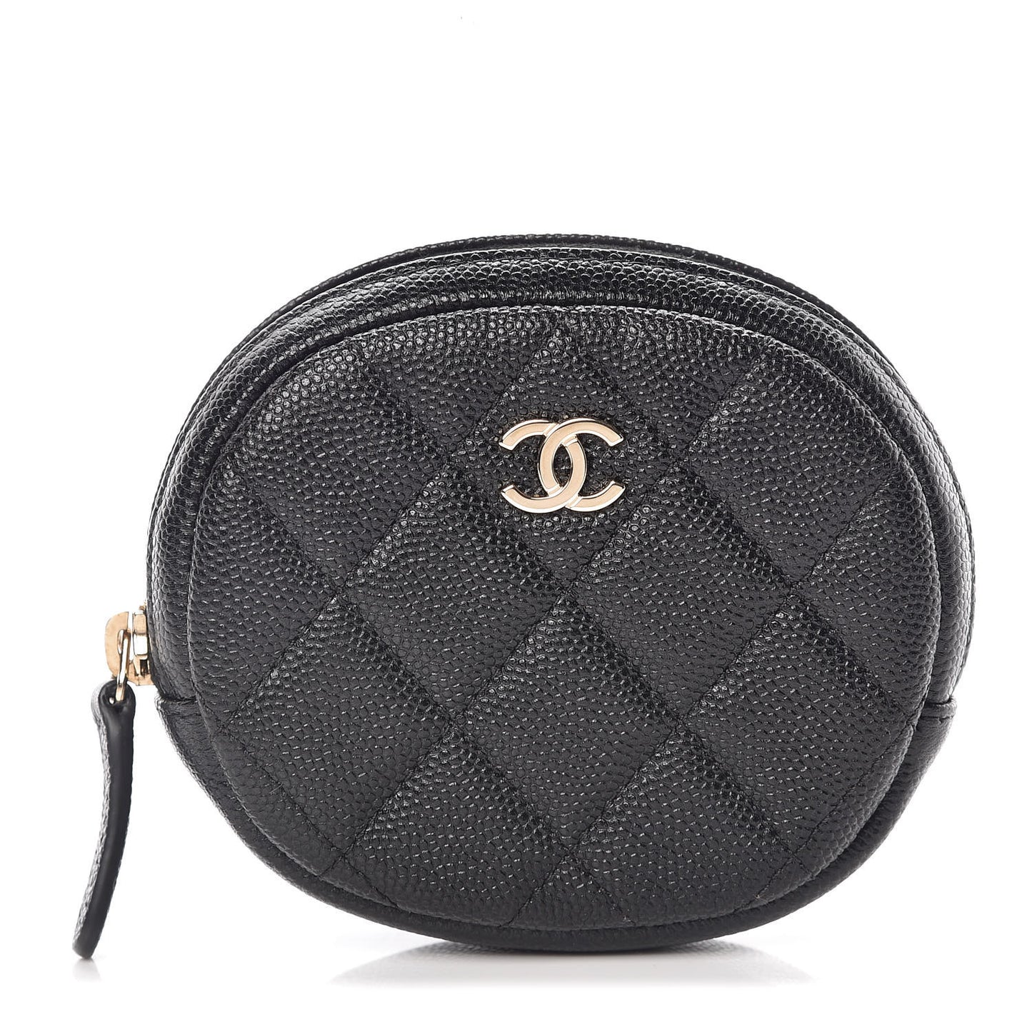 Caviar Quilted Zip Around Classic Coin Purse Black