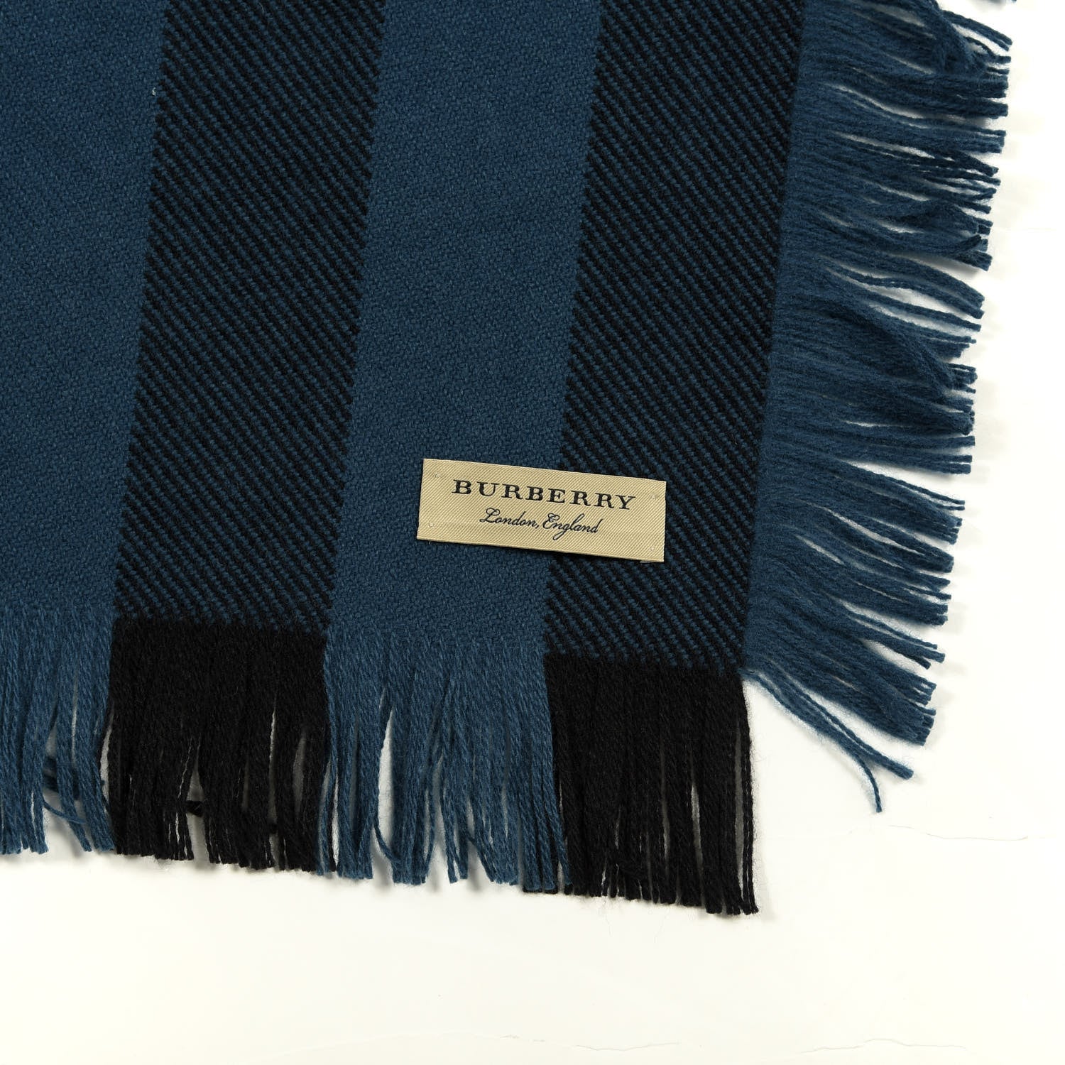 Burberry Wool Half Mega Check Fringe Scarf Steel Blue 3 of 4