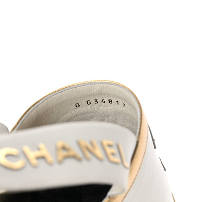 Chanel Metallic Lambskin CC Slingback Espadrilles 42 Ivory Gold 7 of 8