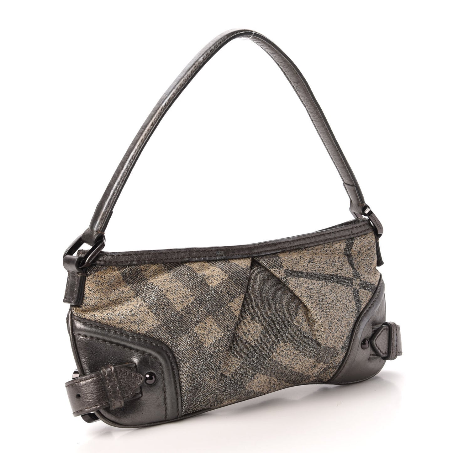 Shimmer Check Degrade Shoulder Bag Pewter