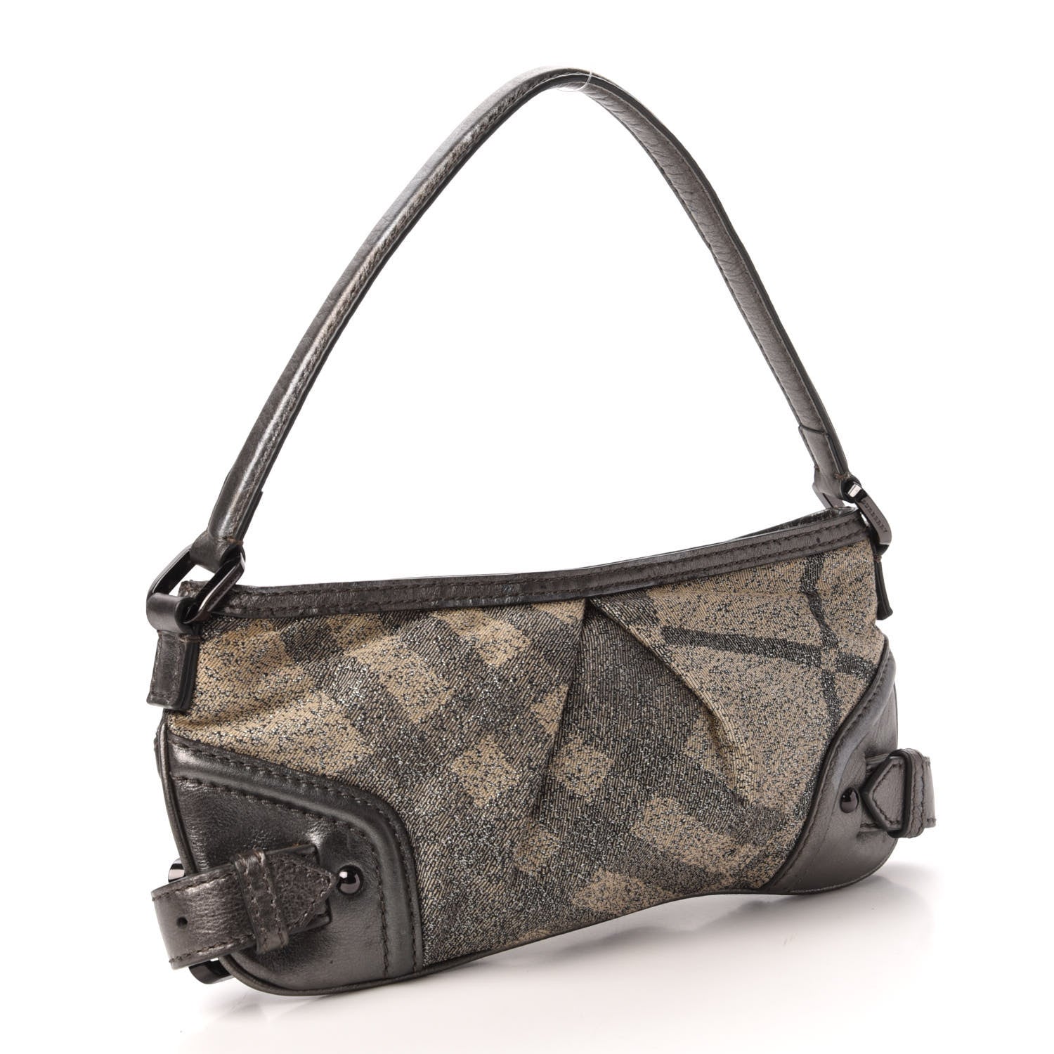 Burberry Shimmer Check Degrade Shoulder Bag Pewter 3 of 8