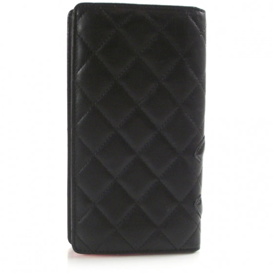 Chanel Calfskin Quilted Cambon Yen Wallet Black White 2 of 8