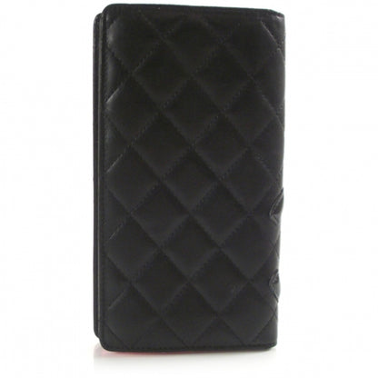 Chanel Calfskin Quilted Cambon Yen Wallet Black White 2 of 8