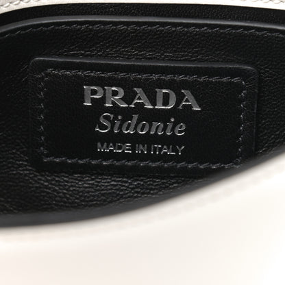 Prada City Calfskin Sidonie Belt Bag White Black 7 of 10