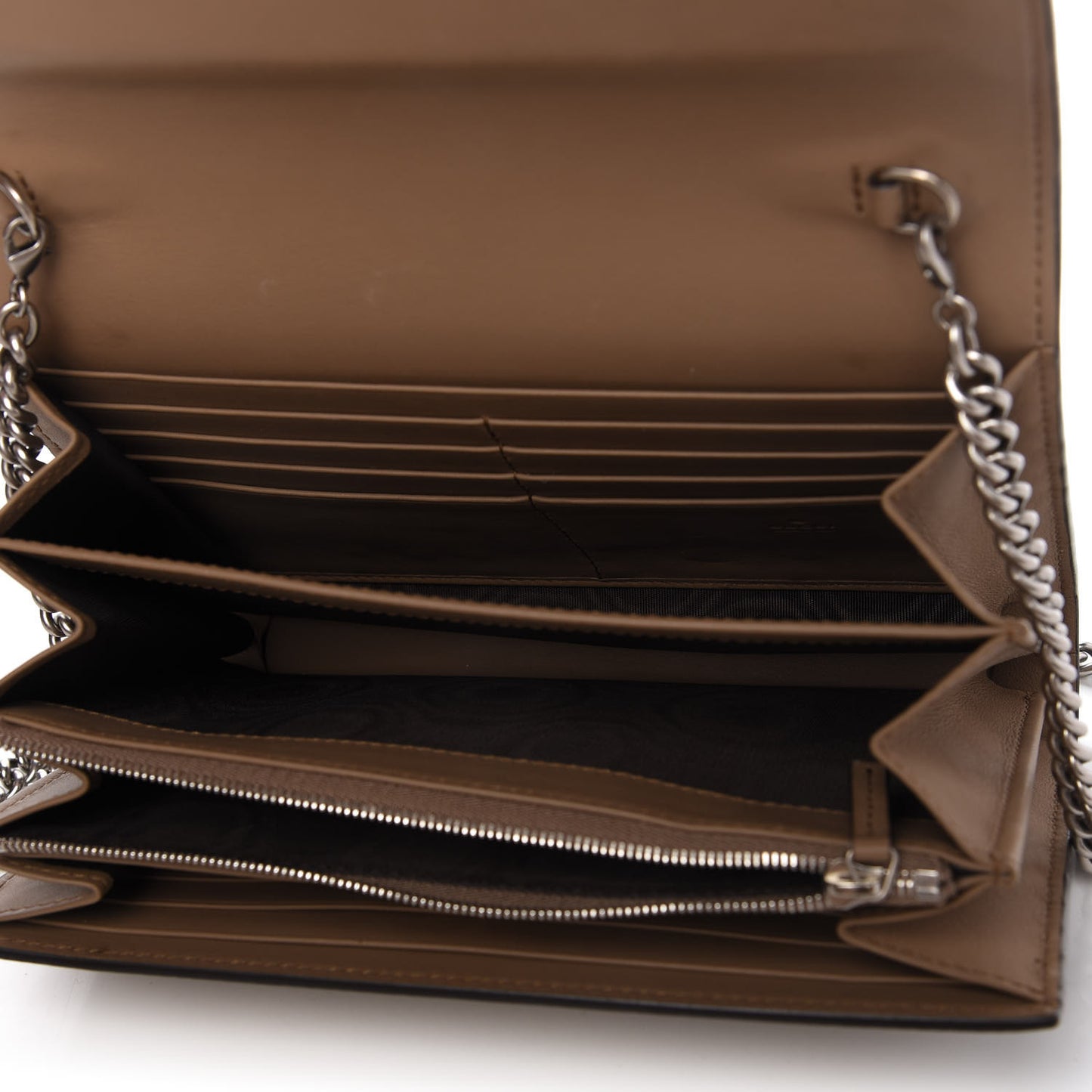 GG Supreme Monogram Mini Dionysus Chain Wallet Beige Taupe