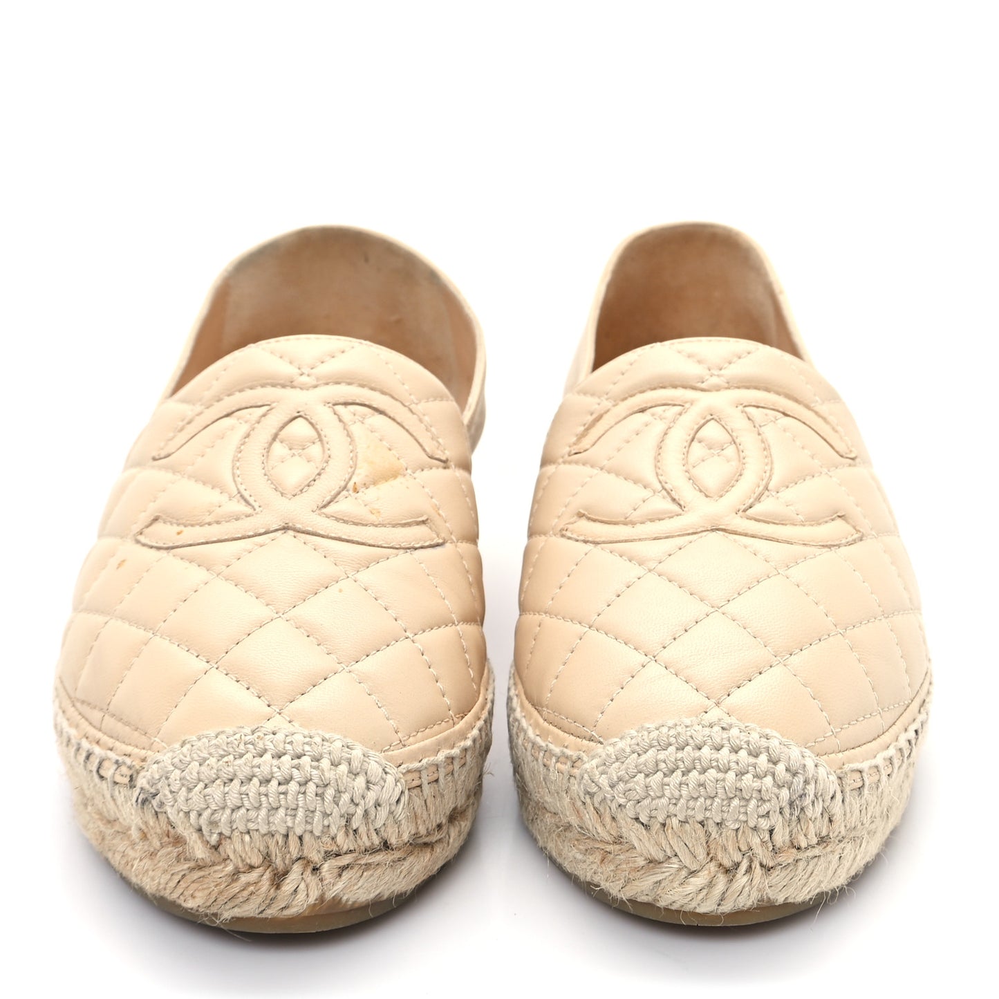 Lambskin Quilted CC Espadrilles 39 Beige