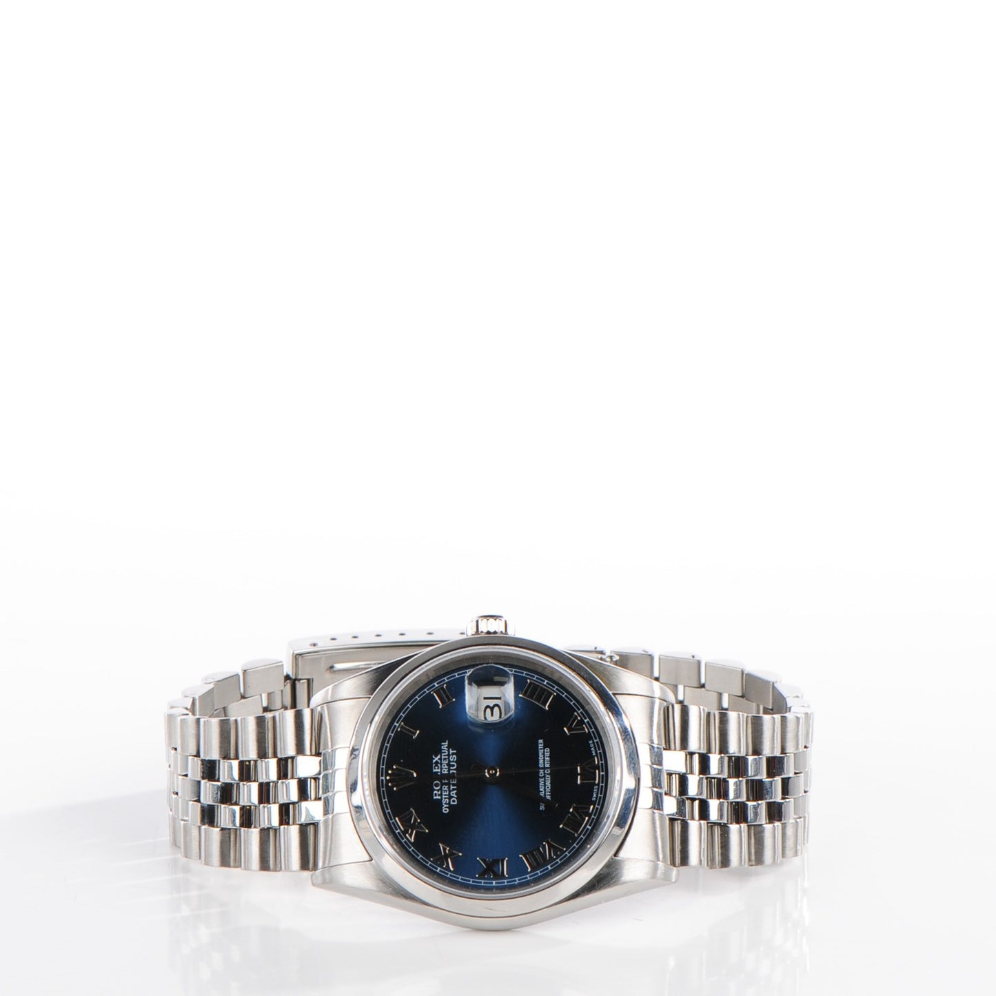 Stainless Steel 36mm Oyster Perpetual Datejust Watch Blue Roman 16200