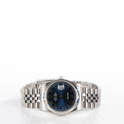 Rolex Stainless Steel 36mm Oyster Perpetual Datejust Watch Blue Roman 16200 6 of 8