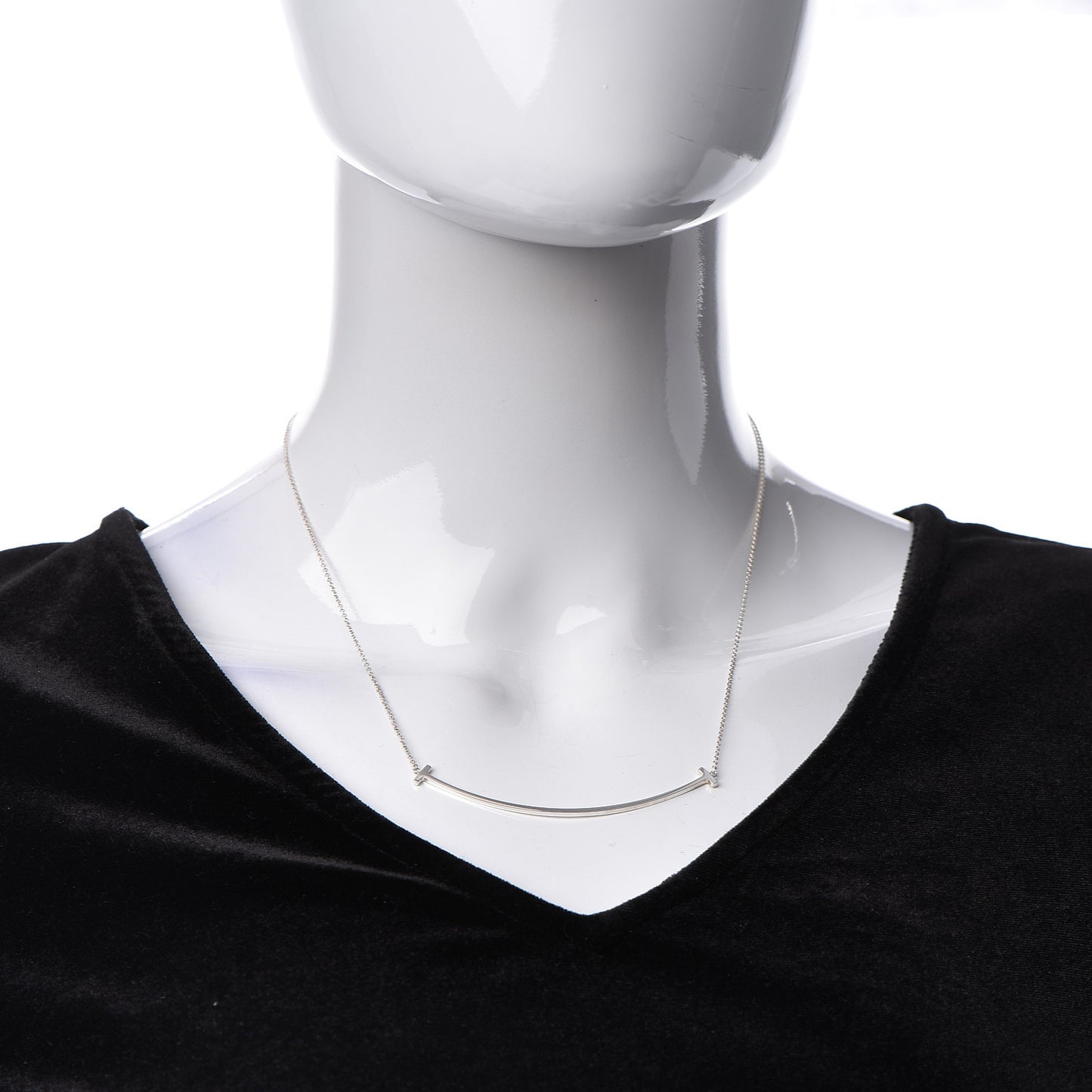Sterling Silver Large T Smile Pendant Necklace