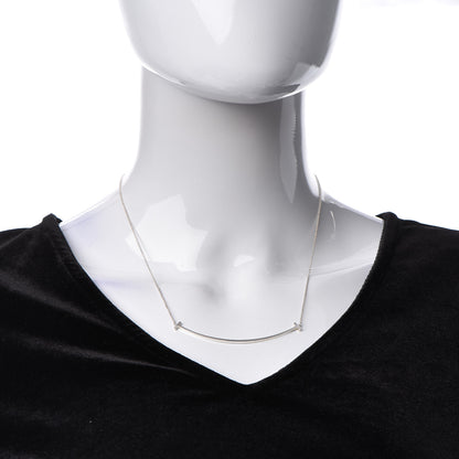 Tiffany Sterling Silver Large T Smile Pendant Necklace 2 of 8