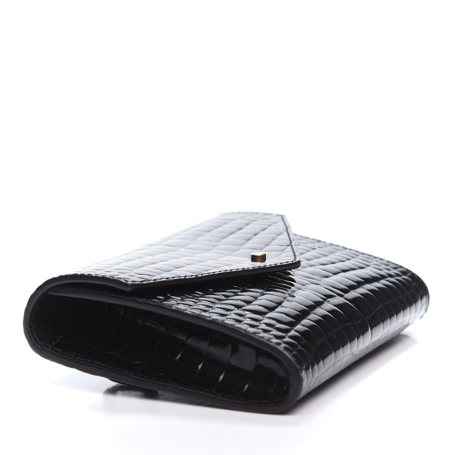 Calfskin Crocodile Embossed Envelope Belt Bag Black