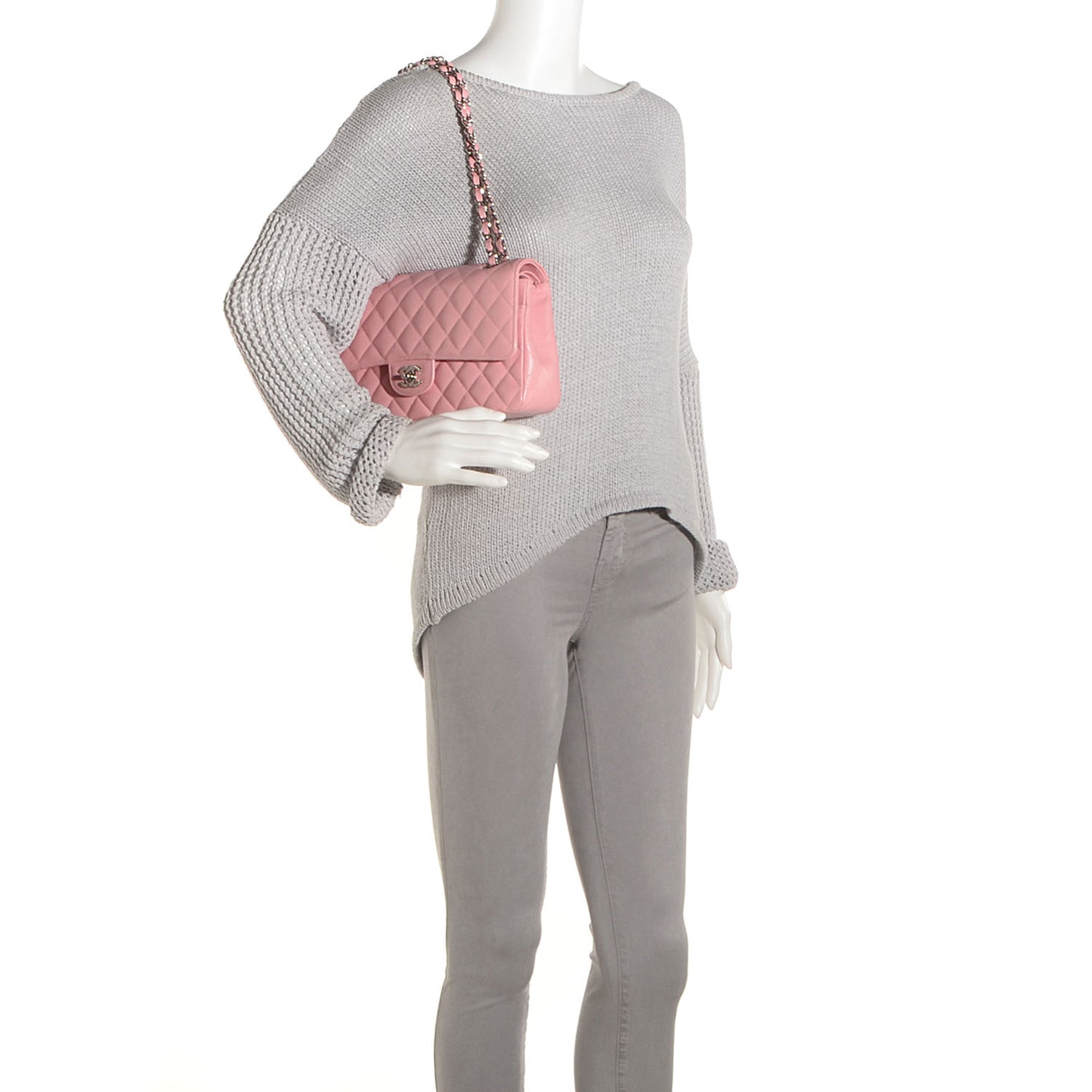 Caviar Quilted Medium Double Flap Pink