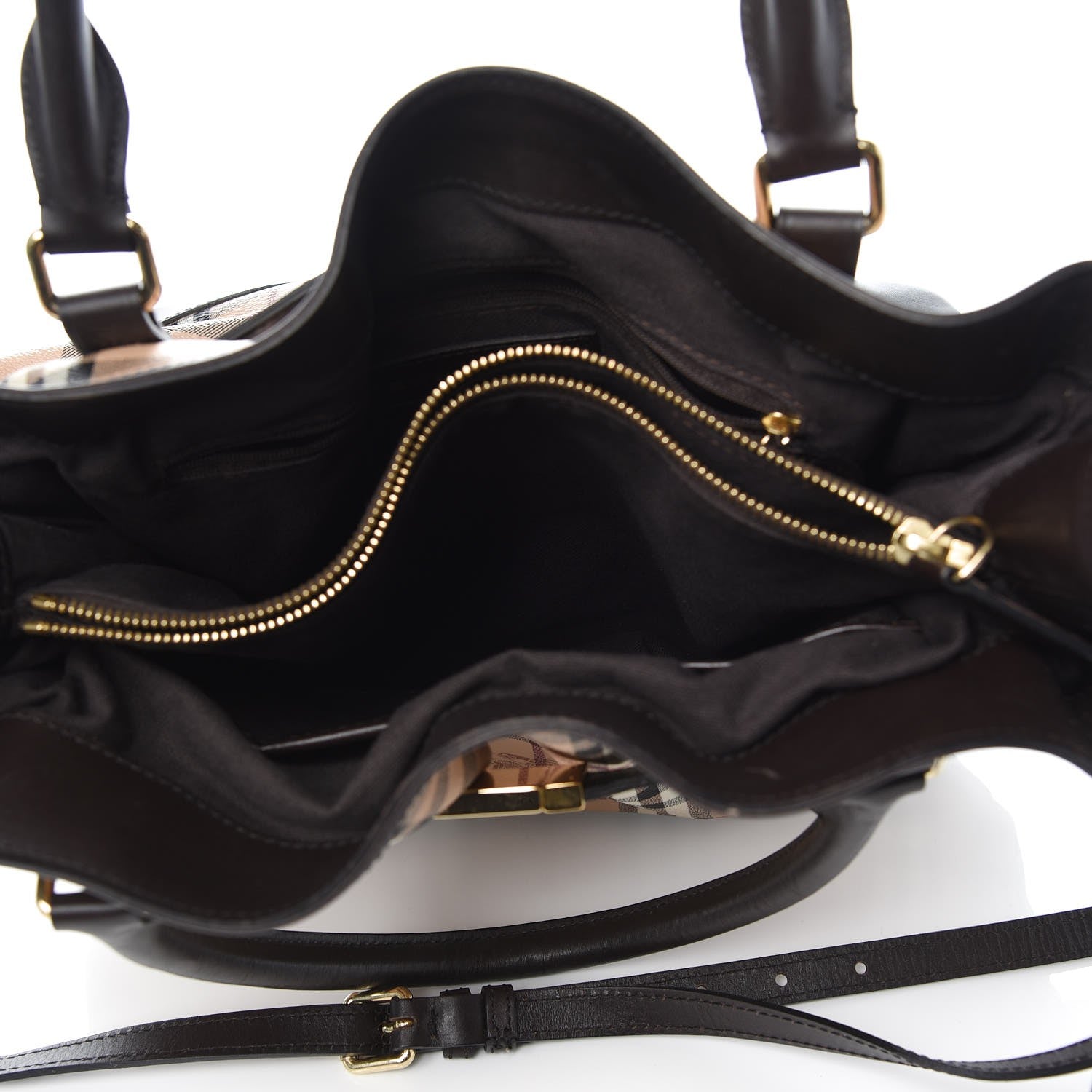 Burberry Haymarket Check Medium Golderton Tote Chocolate 8 of 13