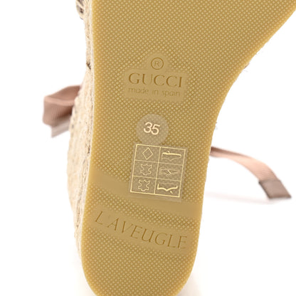 Gucci Nappa Matelasse GG Marmont Ankle Wrap Platform 35/120mm Espadrille Wedges 35 Porcelain Rose 6 of 13