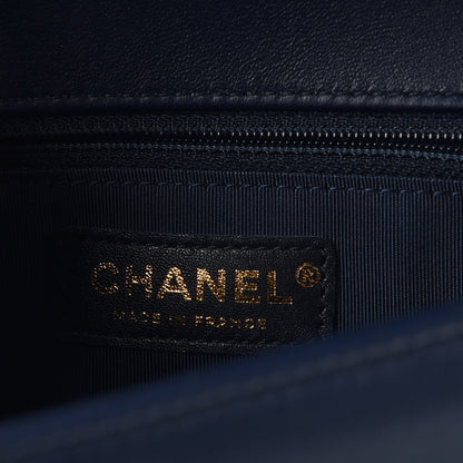 Chanel Lambskin Quilted New Medium Boy Flap Dark Navy Blue 7 of 9