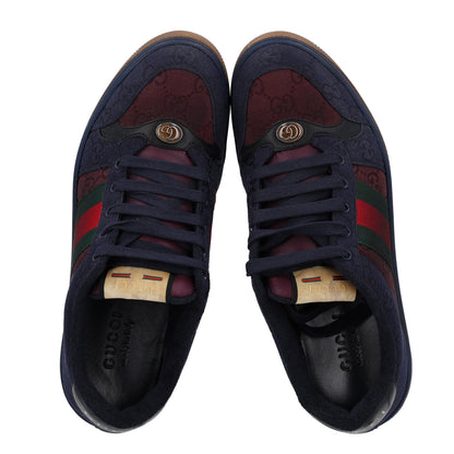 Gucci New Canvas GG Web Mens Screener Sneakers 8 Burgundy Navy 2 of 11
