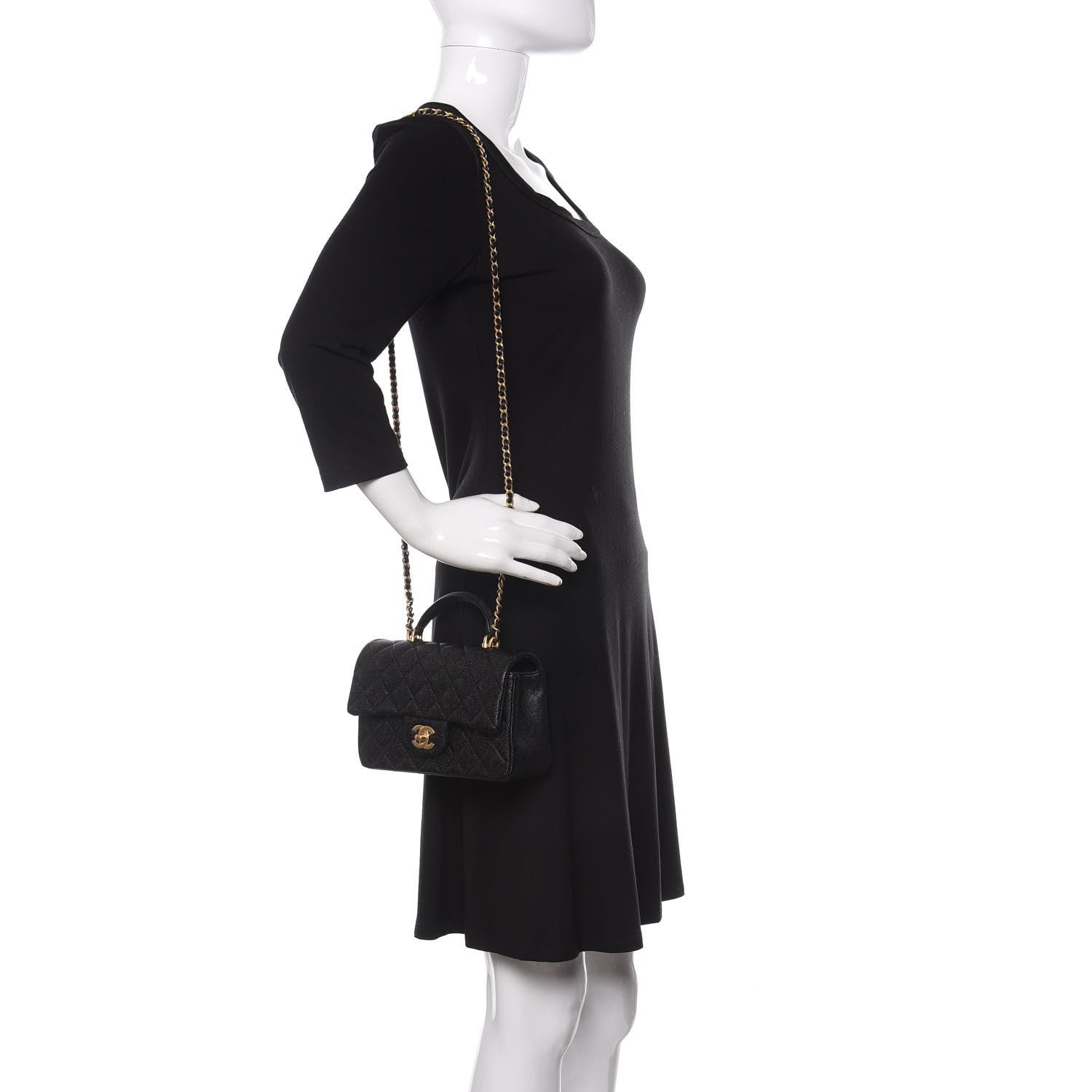 Chanel Caviar Quilted Mini Top Handle Rectangular Flap Black 2 of 9