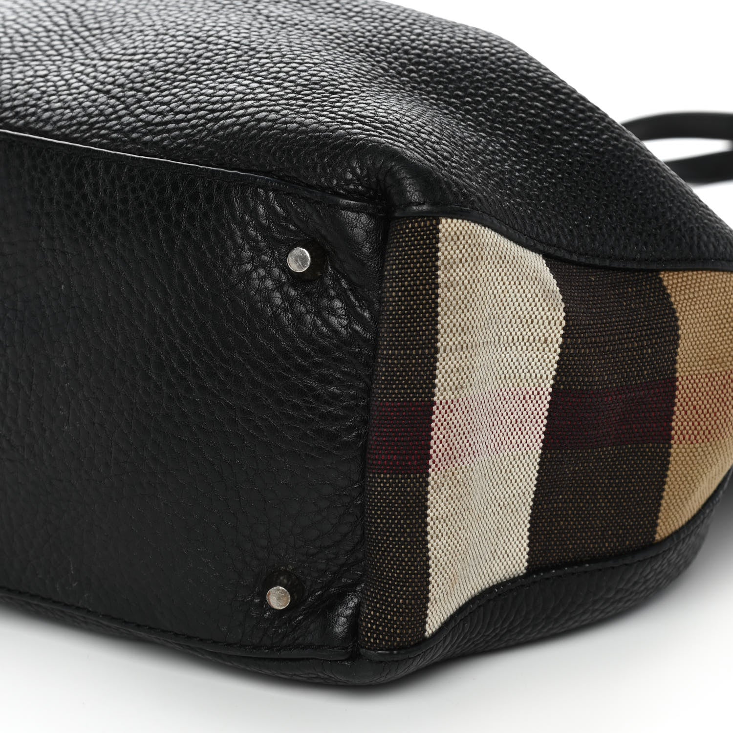 Burberry Grainy Calfskin House Check Medium Maidstone Black 10 of 18