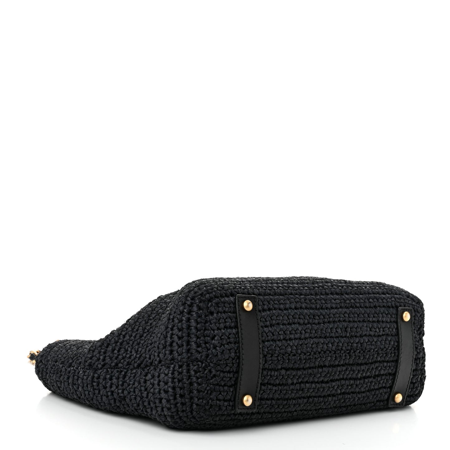 Straw Raffia Tote Black