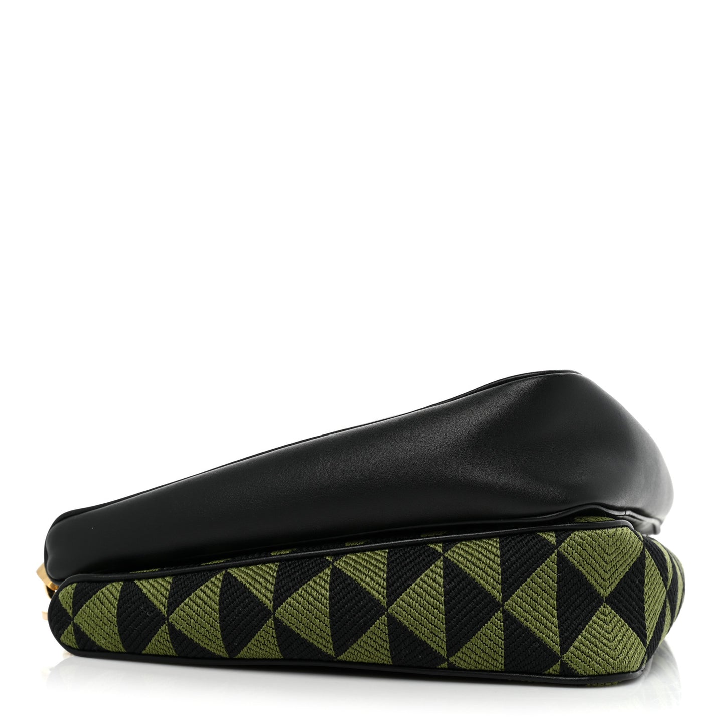 Jacquard Calfskin Triangolo Symbole Embroidered Mini Triangle Double Bag Black Edera