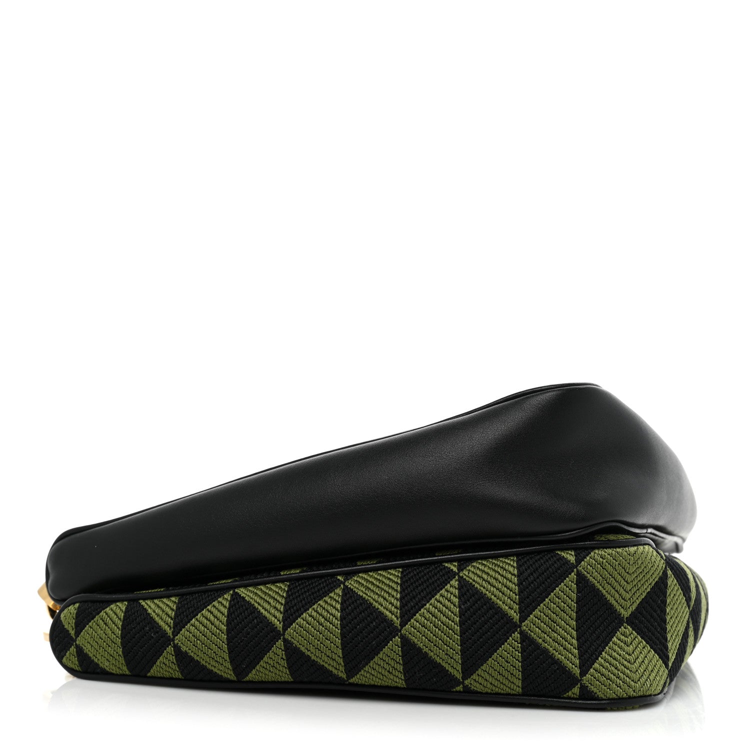 Prada Jacquard Calfskin Triangolo Symbole Embroidered Mini Triangle Double Bag Black Edera 4 of 8