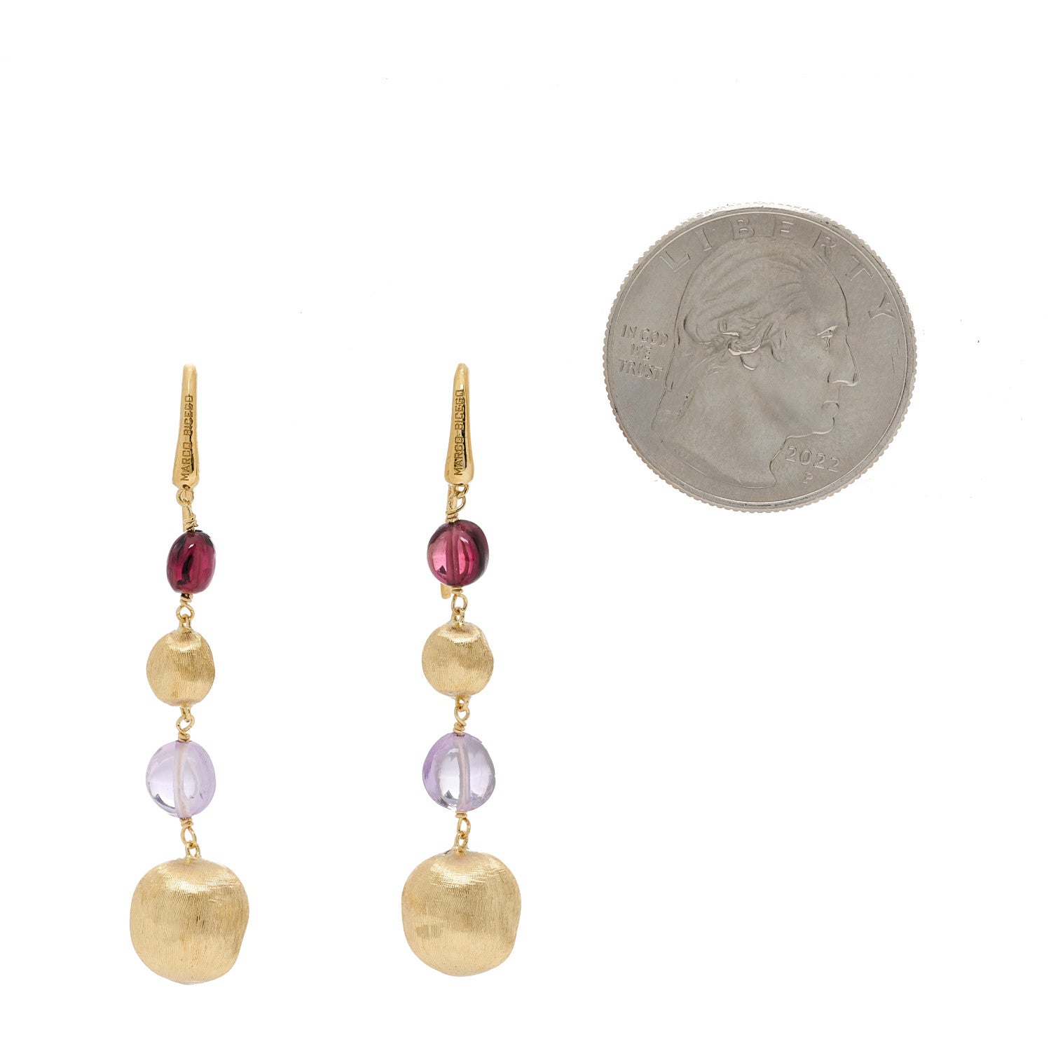 Marco Bicego 18K Yellow Gold Garnet Amethyst Africa Drop Earrings 2 of 5