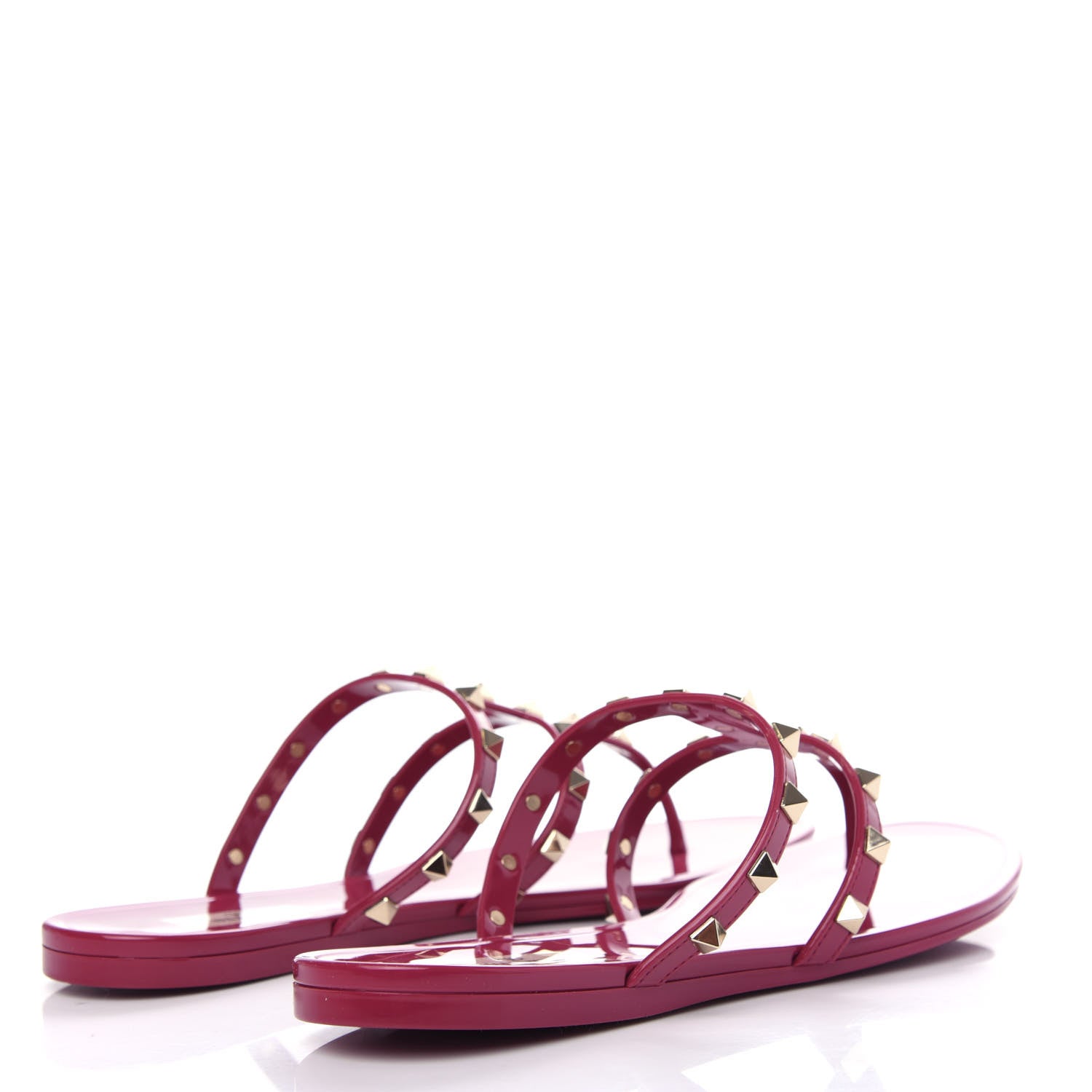 Valentino Garavani PVC Jelly Rockstud Caged Flat Thong Sandals 41 Raspberry 4 of 10