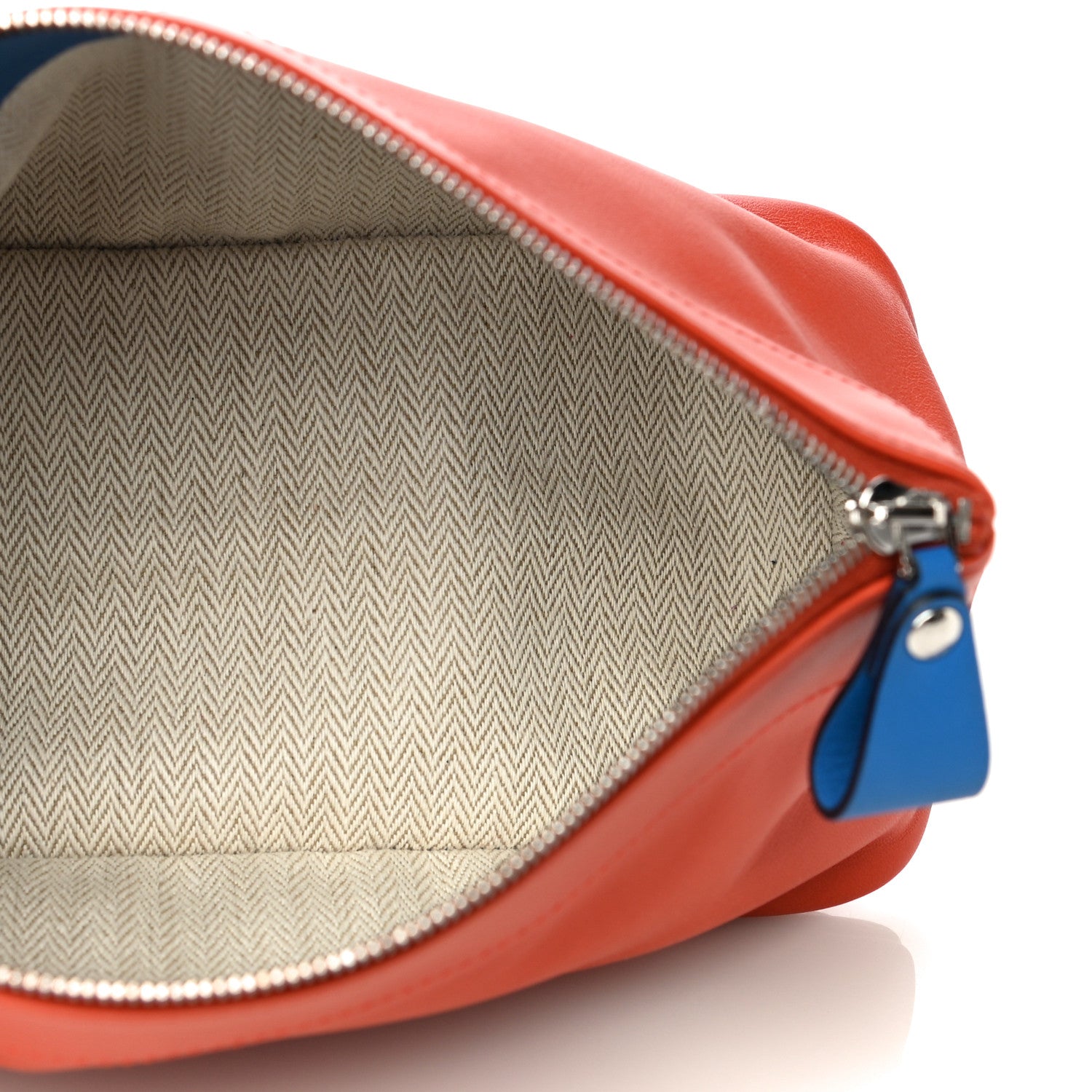Hermes Lambskin Swift Tohubohu Pouch MM Cornaline Bleu Zellige 5 of 13