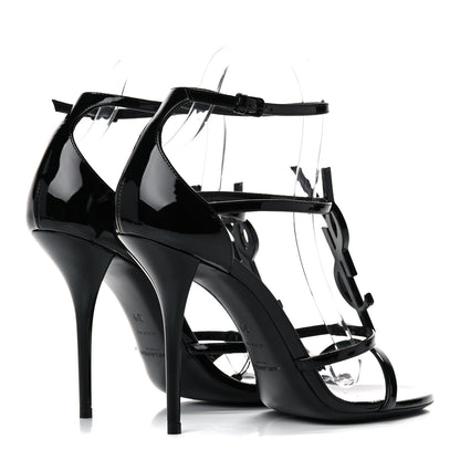 Saint Laurent Patent Cassandra 100 Ankle Strap Sandals 39 Black 4 of 8