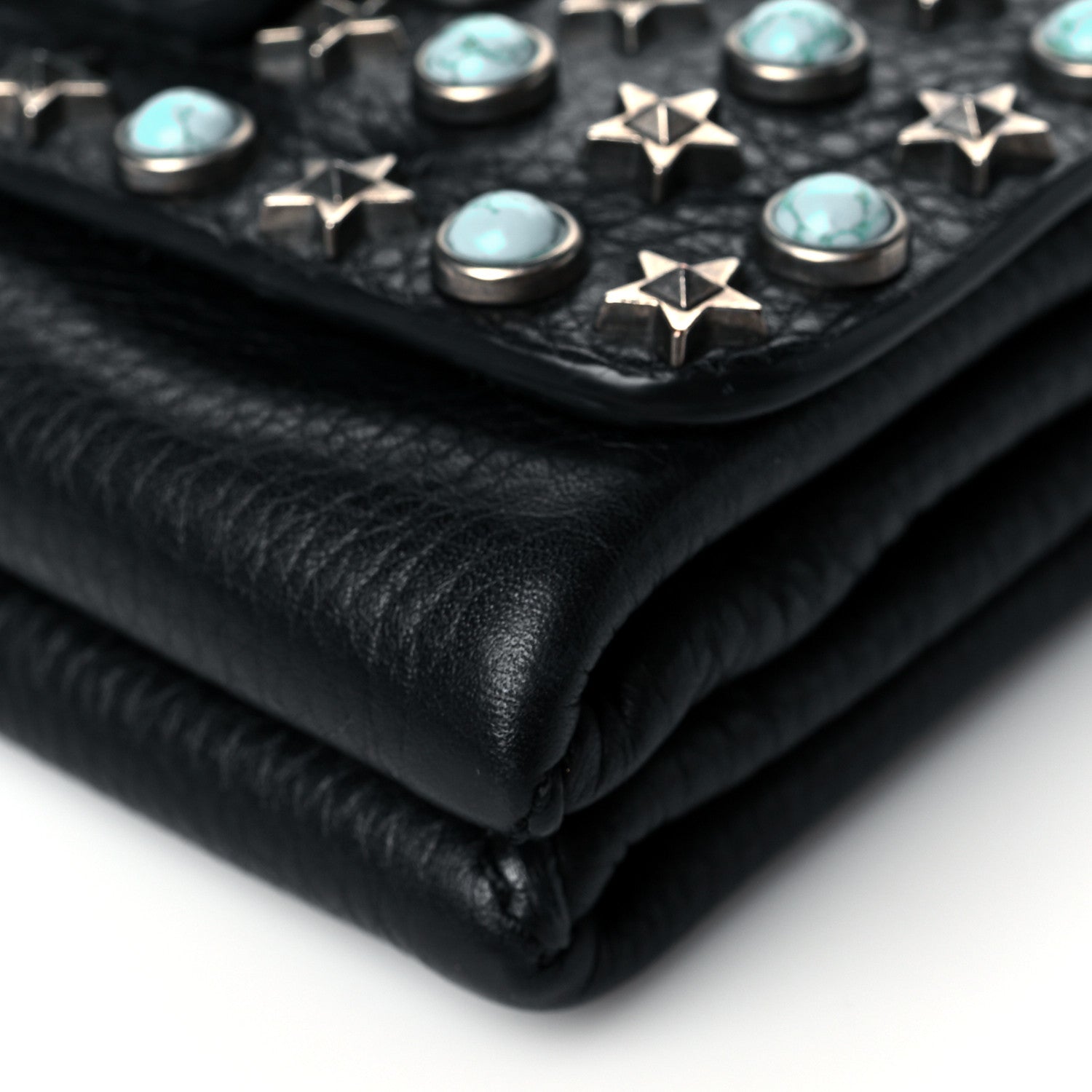Valentino Garavani Grained Calfskin Rockstud Rolling Studs Va Va Voom Clutch on Chain Black 9 of 10