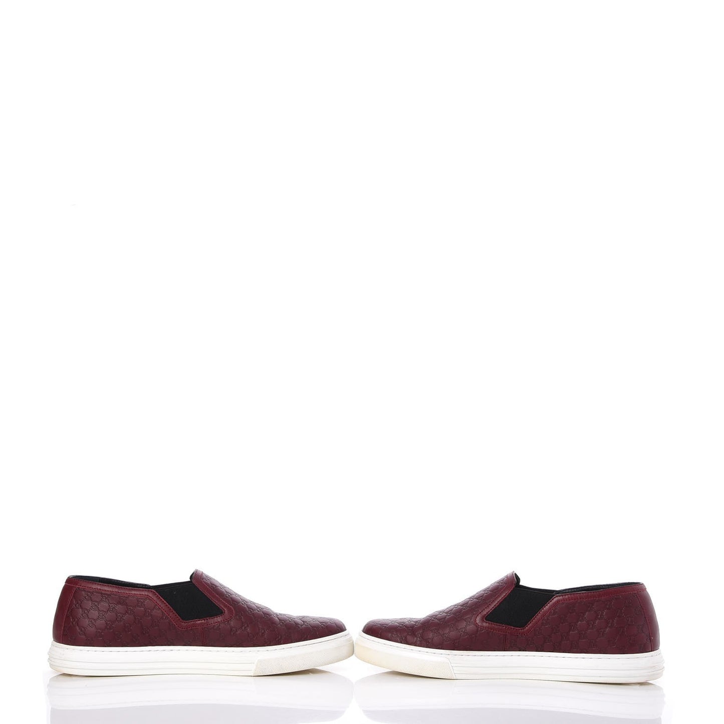 Soft Microguccissima Leather Mens Slip On Sneakers 7 Rosso Nero Black