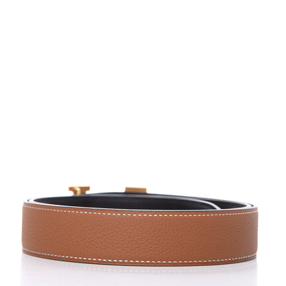 Hermes Box Togo Strie 32mm H Belt 95 Black Gold 4 of 8
