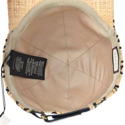 Gucci Raffia GG Monogram Elaphe Embroidered Aisha Baseball Hat L Ivory Black 5 of 8