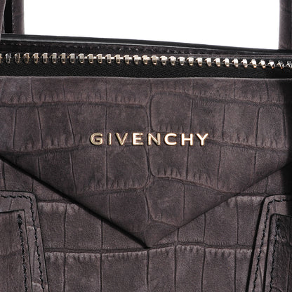 Givenchy Nubuck Crocodile Embossed Medium Antigona Dark Grey 7 of 10