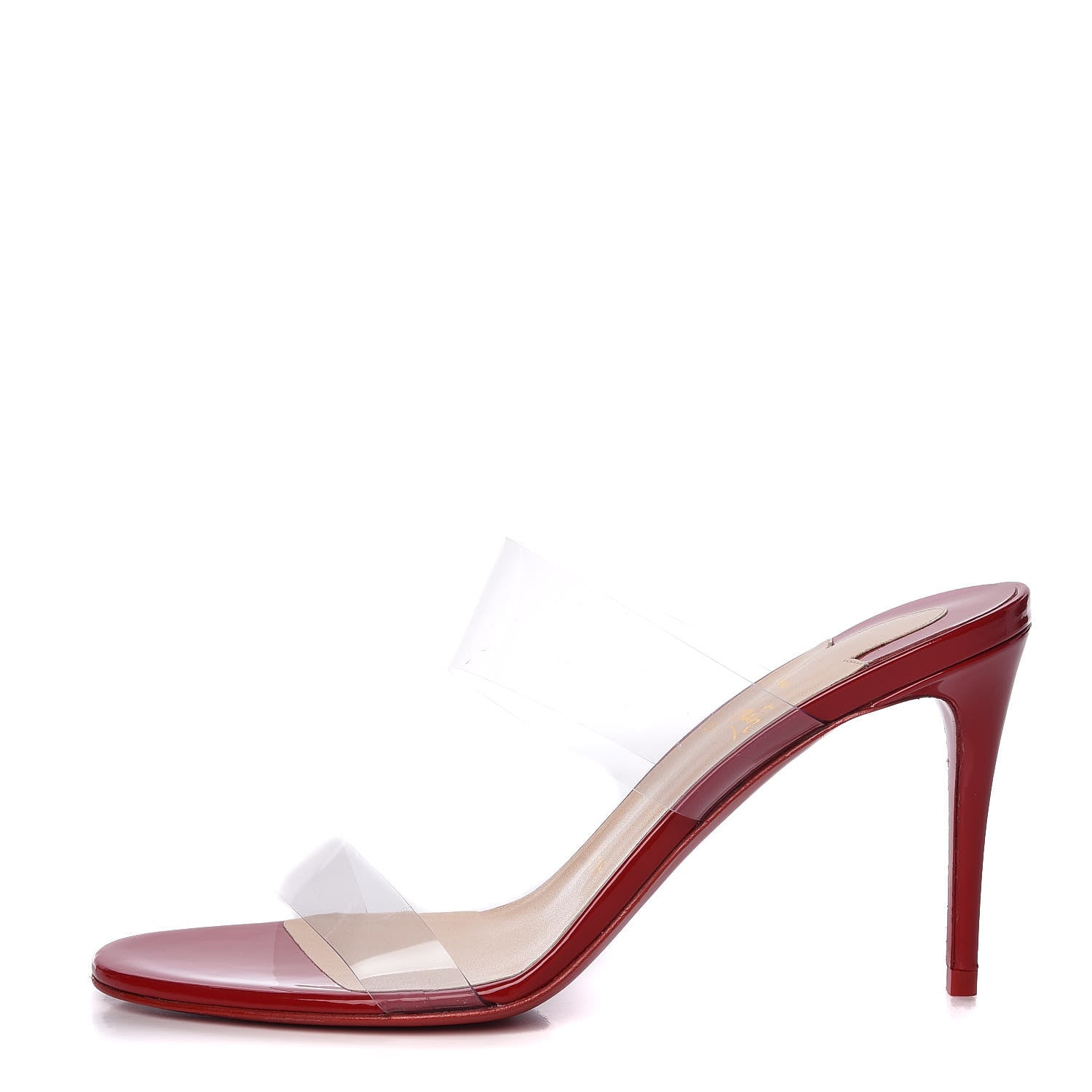 Christian Louboutin Patent PVC Just Nothing 85 Slide Sandals 36.5 Red 1 of 10