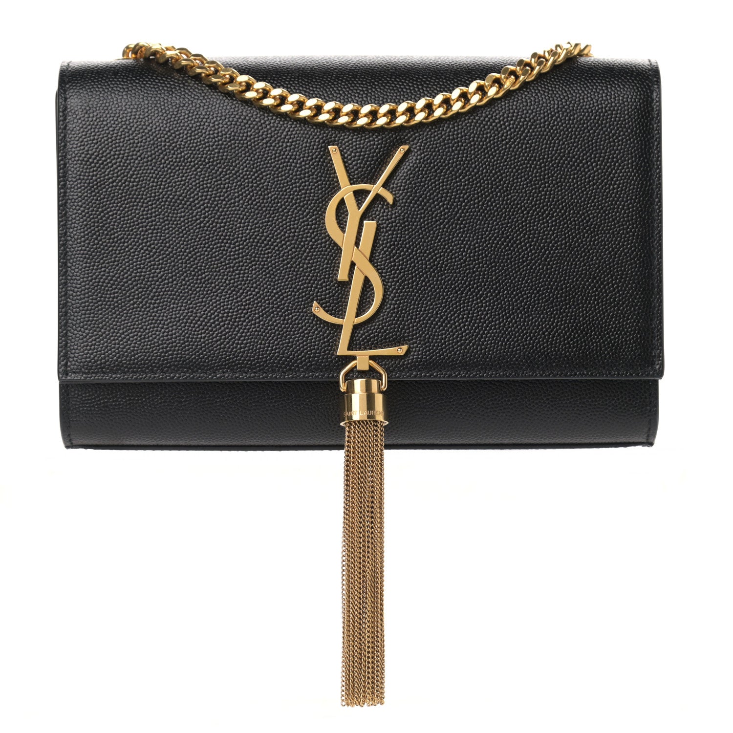 Saint Laurent Grain De Poudre Small Classic Monogram Kate Tassel Satchel Black 1 of 9