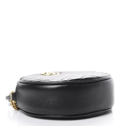 Gucci Azalea Calfskin Matelasse Heart Mini GG Marmont Round Shoulder Bag Black 3 of 9