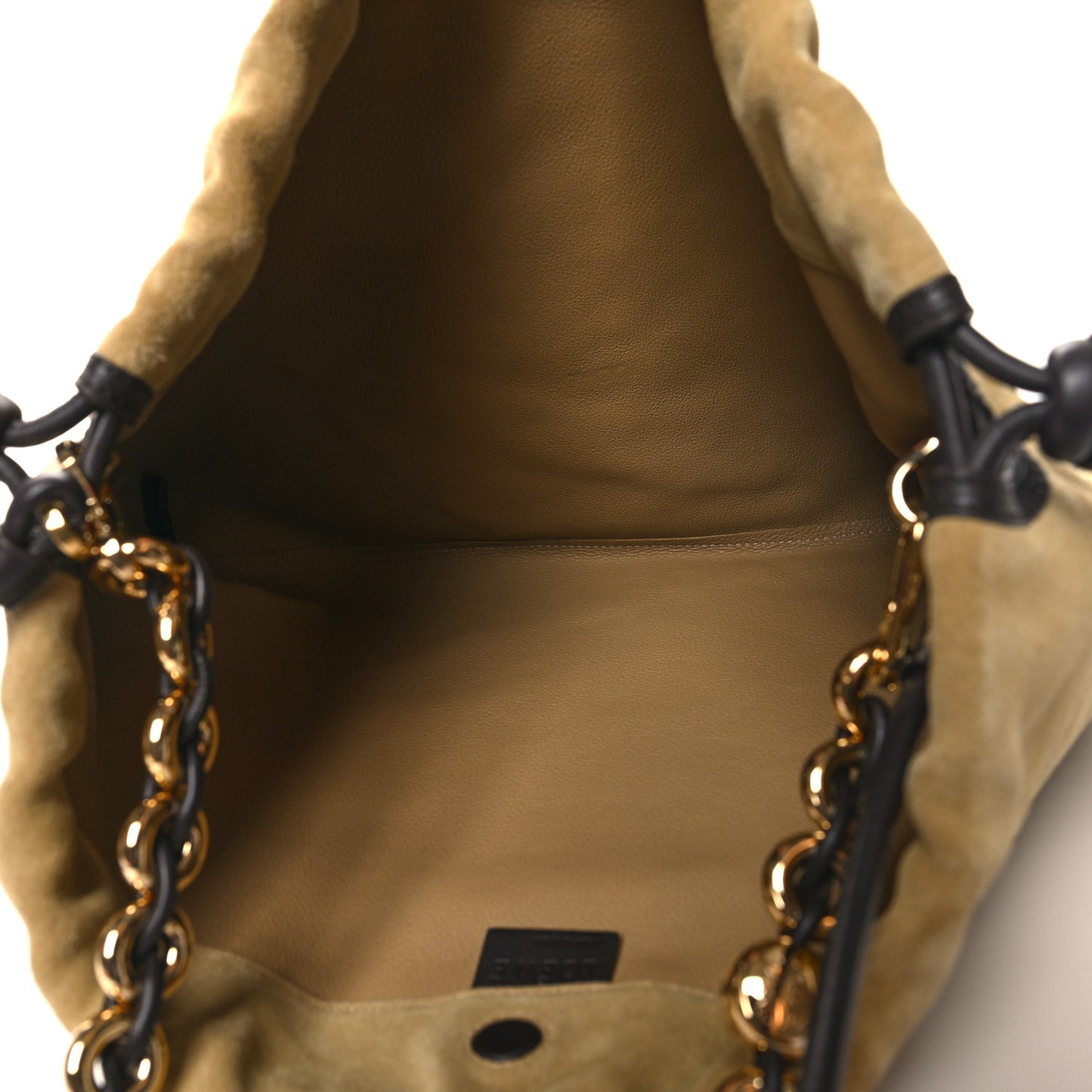 Suede Calfskin Large Flamenco With Chain Gold