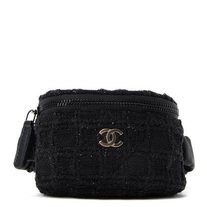 Chanel Tweed Lambskin Quilted Arm Coin Purse Black 1 of 6