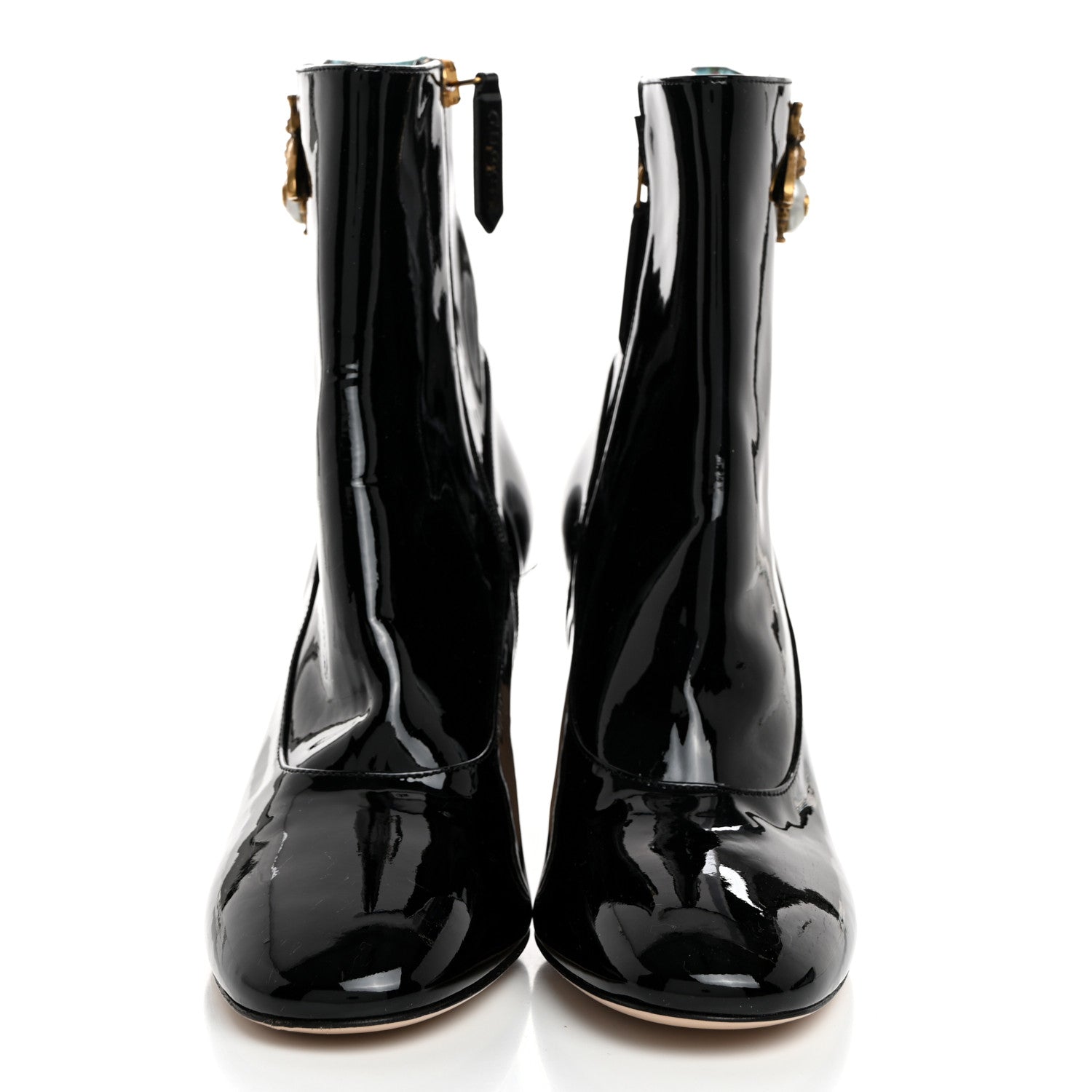 Gucci Patent Calfskin GG Lois Bee Ankle Booties 35.5 Black 2 of 9