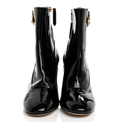 Gucci Patent Calfskin GG Lois Bee Ankle Booties 35.5 Black 2 of 9