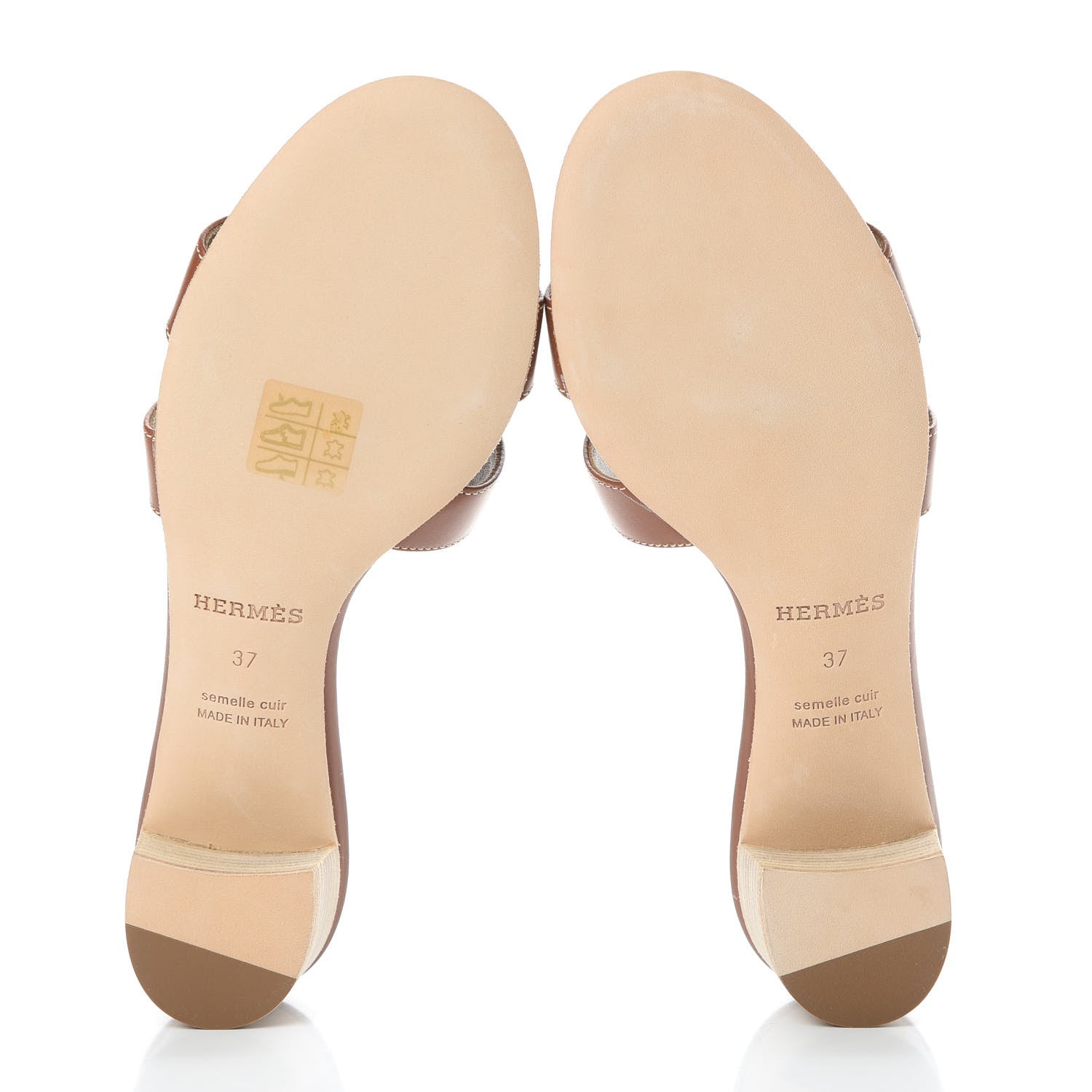 Hermes Calfskin Oasis Sandals 37 Gold 5 of 8