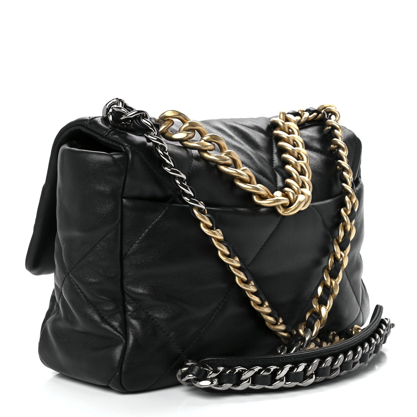 Lambskin Quilted Large Chanel 19 Flap Black